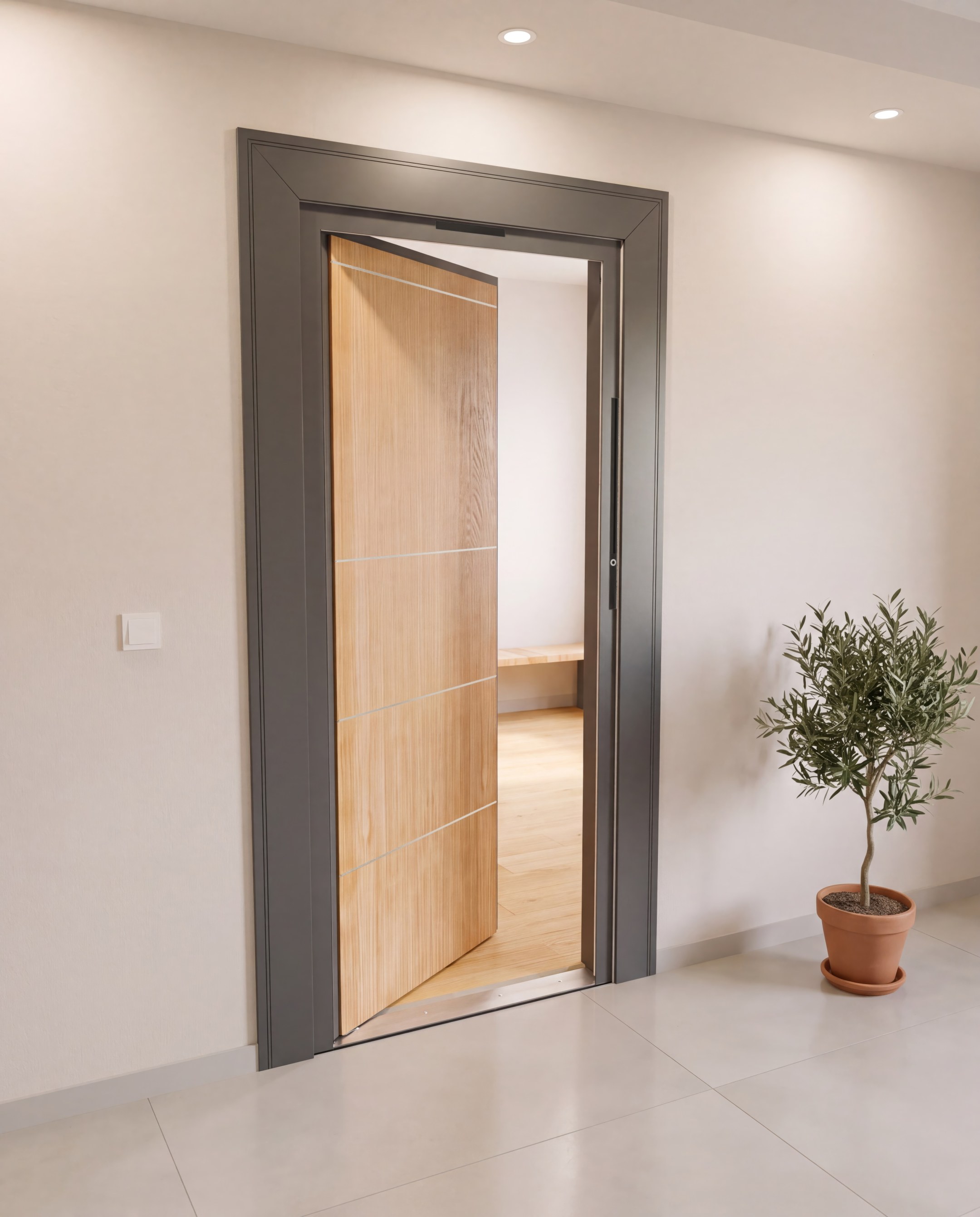 DALTU door opening inward into an apartment